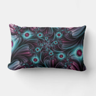 Cojín Lumbar En profundidad Arte fractal rosa azul abstracto ab