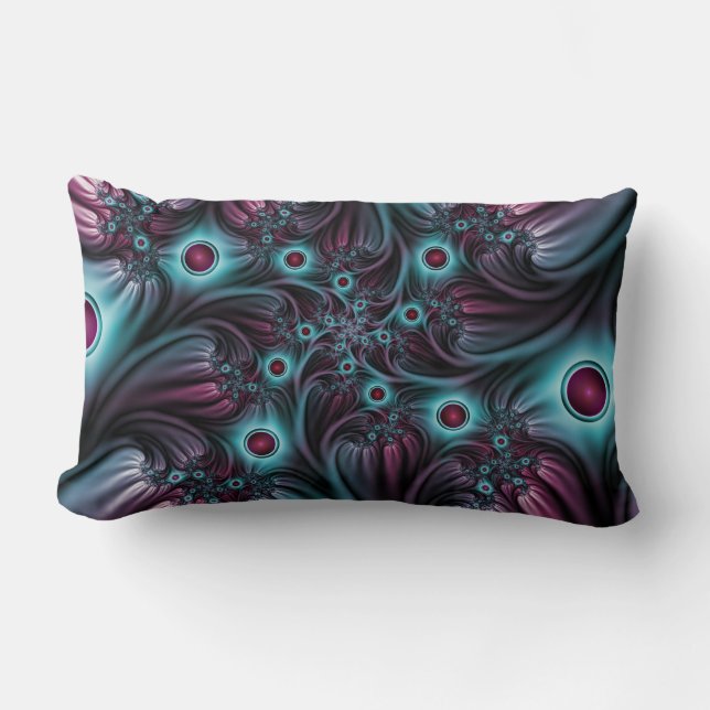 Cojín Lumbar En profundidad Arte fractal rosa azul abstracto ab (Anverso)