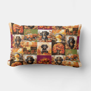 Cojín Lumbar Encanto de otoño: Dachshunds y escenas de caída