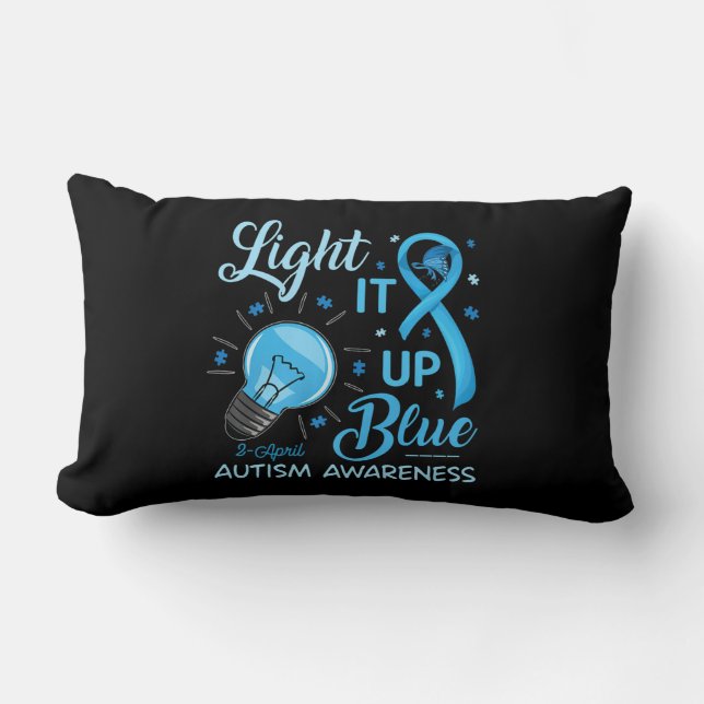Cojín Lumbar Enciende el autismo azul El rompecabezas de la con (Anverso)