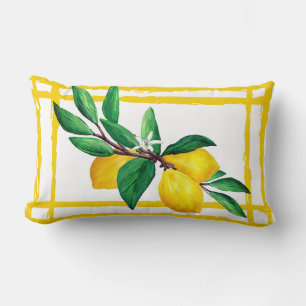 Cojín Lumbar Enrejado de hojas de limón cítrico amarillo verde