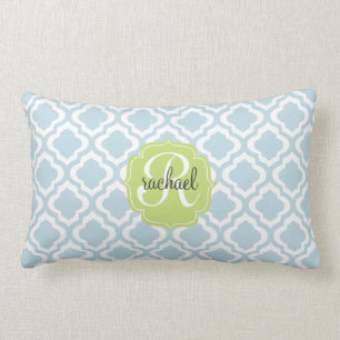 Cojín Lumbar Enrejado marroquí Quatrefoil de los azules cielos