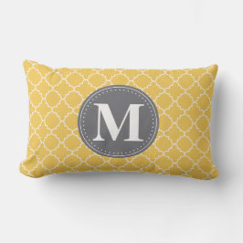Cojín Lumbar Entramado marroquí monogramado en amarillo / gris
