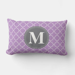 Cojín Lumbar Entramado marroquí monogramado en Lilac / Gris