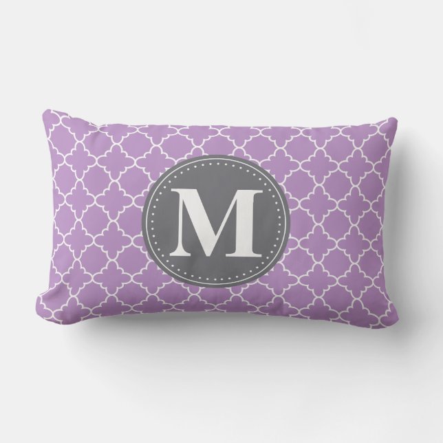Cojín Lumbar Entramado marroquí monogramado en Lilac / Gris (Anverso)