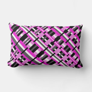 Cojín Lumbar Envasado en diagonal rosa, negra y gris