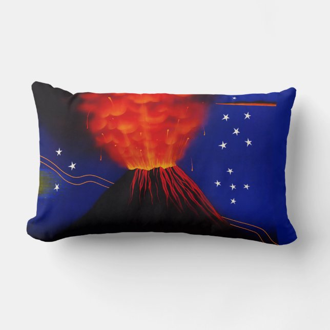 Cojín Lumbar Erupción del volcán y de las estrellas (Anverso)