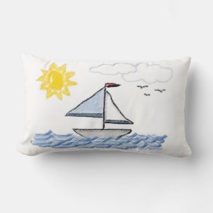 Cojín Lumbar Esbozo en barco de vela: arte digital