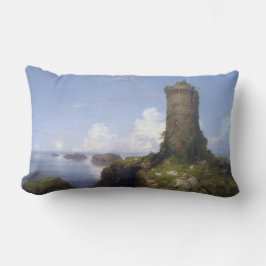 Cojín Lumbar Escena costera italiana con una torre en ruinas