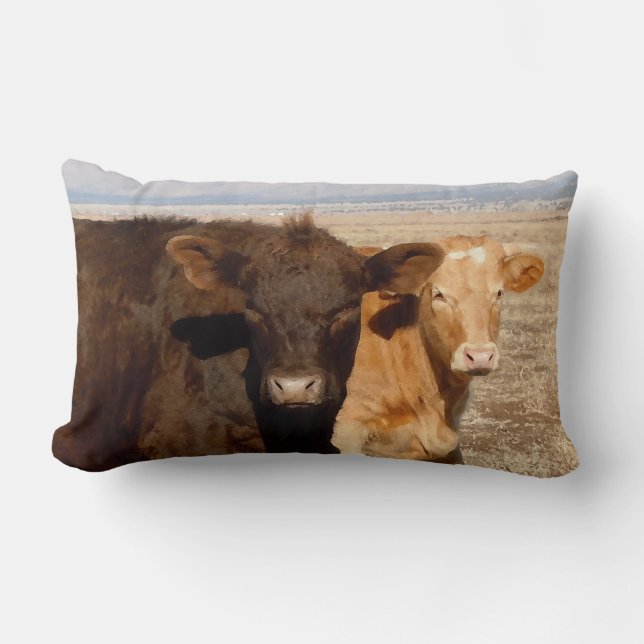 Cojín Lumbar Escena rural del ganado de los amigos occidentales (Anverso)