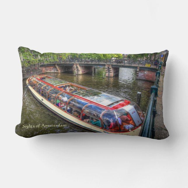 Cojín Lumbar Escena típica del canal de Ámsterdam, lugares de i (Anverso)