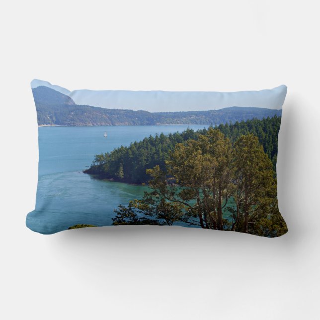 Cojín Lumbar Escenario de la naturaleza, escenario del agua, az (Anverso)