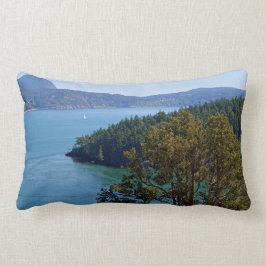Cojín Lumbar Escenario de la naturaleza, escenario del agua, az