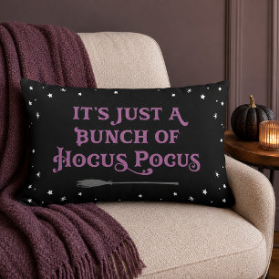 Cojín Lumbar Escoba de Bruja Púrpura Negro Vintage Hocus Pocus