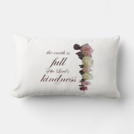 Cojín Lumbar Escritura, salmo 33, rosas blancas y rosas rosas