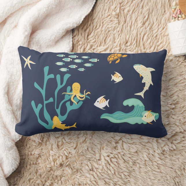 Cojín Lumbar Escuchando El Océano, Día De La Tierra, (Manta)