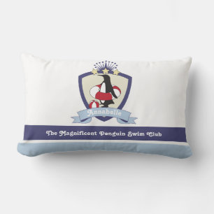 Cojín Lumbar Escudo del Club de Natación Pingüino Lindo Dibujo