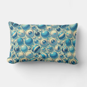 Cojín Lumbar Esferas decorativas vibrantes azules y blancas