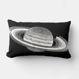 Cojín Lumbar Espacio de planeta monocromo inspirado en el retro