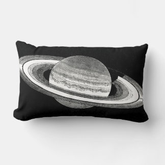 Cojín Lumbar Espacio de planeta monocromo inspirado en el retro