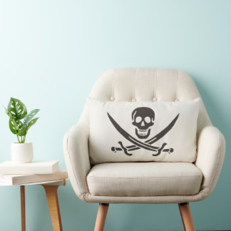 Cojín Lumbar Espadas de cráneo de obsidiana Bandera pirata de C