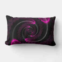Cojín Lumbar Espiral fractal de neón negro y rosa