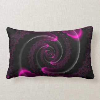 Cojín Lumbar Espiral fractal de neón negro y rosa
