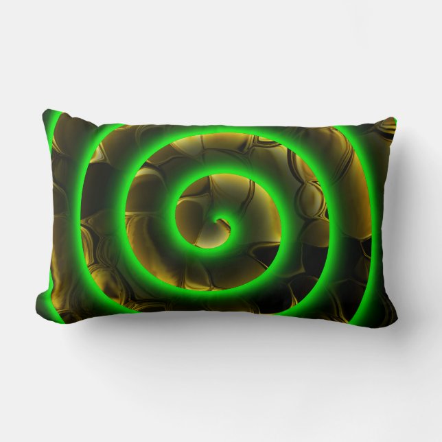 Cojín Lumbar Espiral verde sobre imagem, ilusão de profundidad (Anverso)