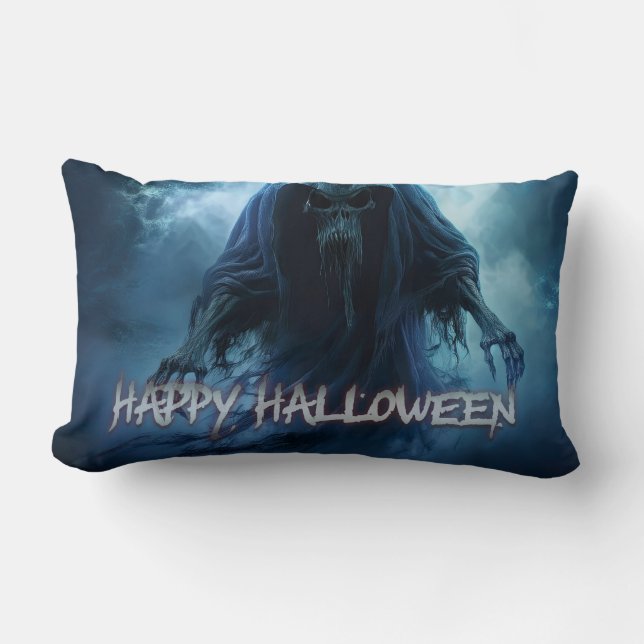 Cojín Lumbar Espíritu negro en un paisaje infernal - Halloween (Anverso)
