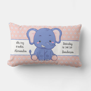 Cojín Lumbar Estadísticas de bebé de elefante gris con lunares