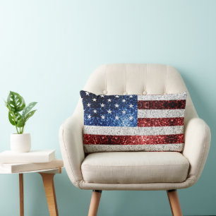 Cojín Lumbar Estados Unidos bandera azul rojo brillante purpuri