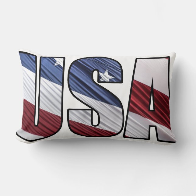 Cojín Lumbar Estados Unidos: Bandera Patriótica Americana Roja  (Anverso)