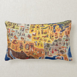 Cojín Lumbar Estados Unidos trazan - las vacaciones y juego