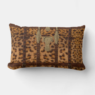 Cojín Lumbar Estampa Animal Tribal Jaguar Cuero Vintage