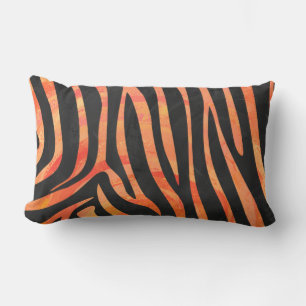 Cojín Lumbar Estampa de cebra negra y naranja