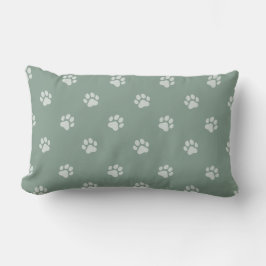 Cojín Lumbar Estampa de pata de animal en verde salvia