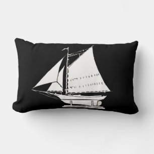 Cojín Lumbar estampa de silueta de barco de vela