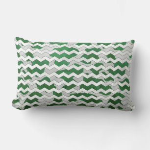 Cojín Lumbar Estampado Chevron de Vaca Verde y Blanco