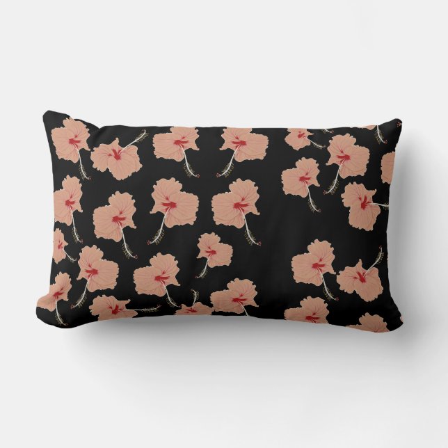 Cojín Lumbar Estampado de flores del hibisco (Anverso)