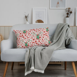 Cojín Lumbar Estampado de flores escandinavo del navidad con