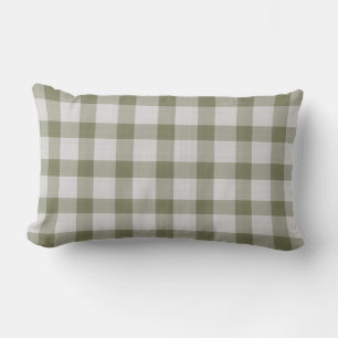 Cojín Lumbar Estampado de gingham verde oliva neblina