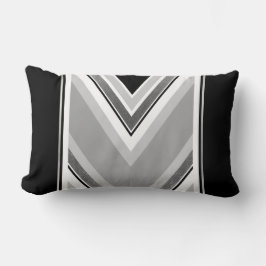 Cojín Lumbar Estampado de rayas diagonales negras, grises y met