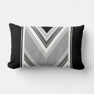 Cojín Lumbar Estampado de rayas diagonales negras, grises y met