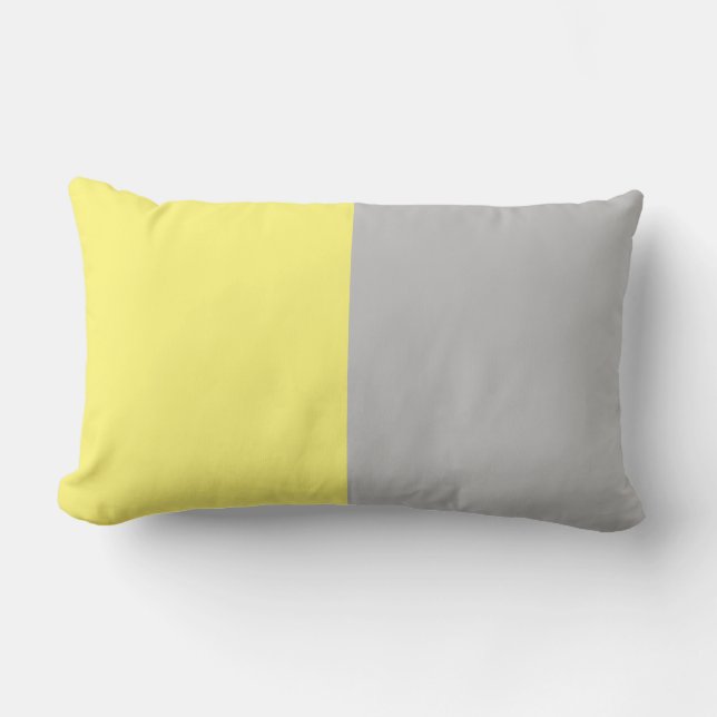 Cojín Lumbar estampado gris y amarillo, (Anverso)