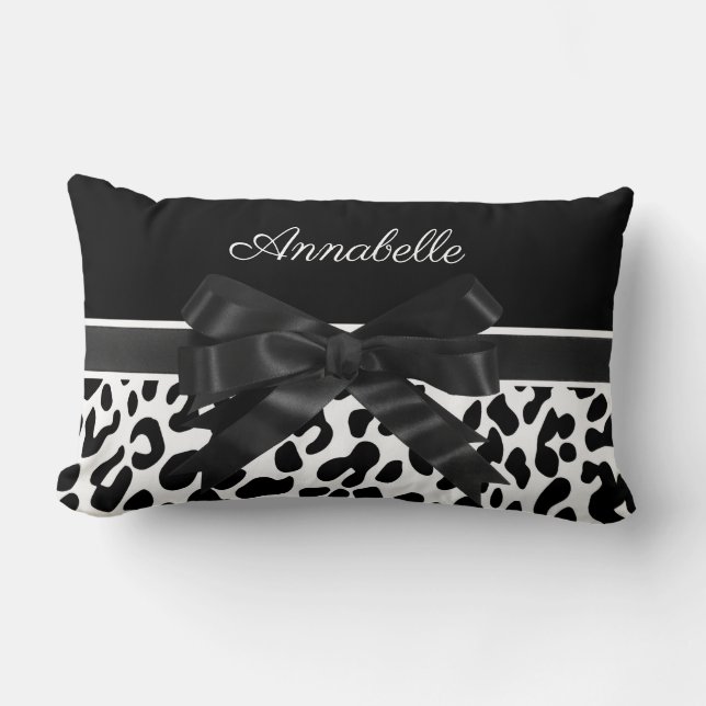 Cojín Lumbar Estampado leopardo negro de la cinta (Anverso)