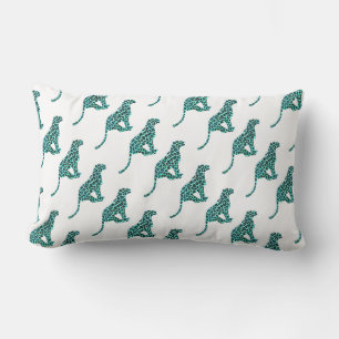 Cojín Lumbar Estampado Leopardo Negro y Azul Turquesa