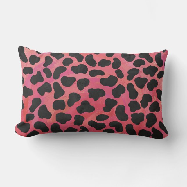 Cojín Lumbar Estampado Negro y Rojo Dálmata (Anverso)