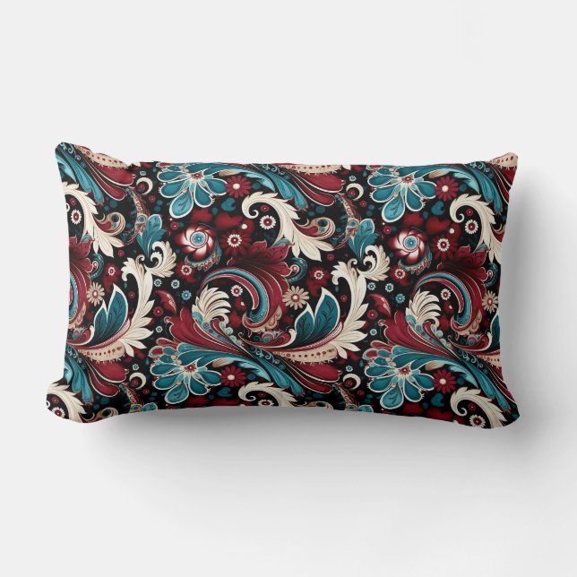 Cojín Lumbar Estampado Paisley (Anverso)