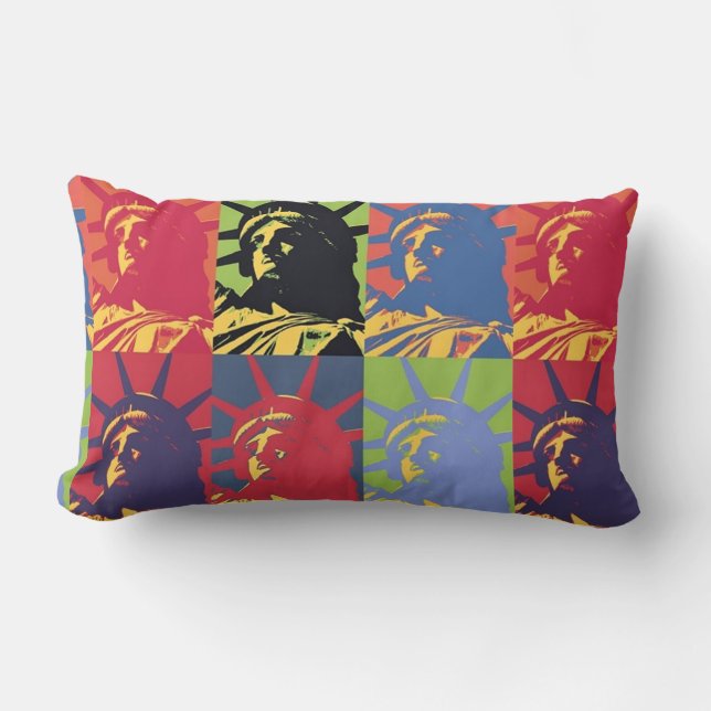 Cojín Lumbar Estatua de arte pop estadounidense por la libertad (Anverso)