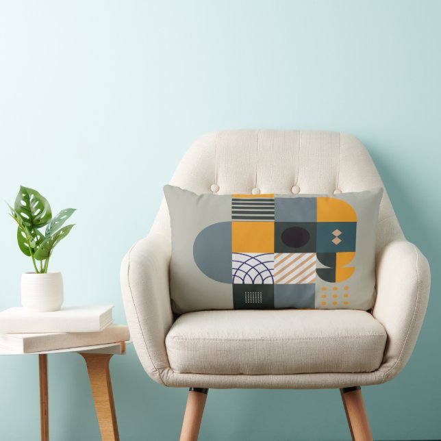 Cojín Lumbar Estilo Bauhaus Gray, Taupe, Negro (Silla)